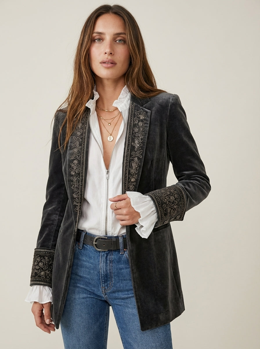 Nuria - Chaqueta Elegante de Terciopelo