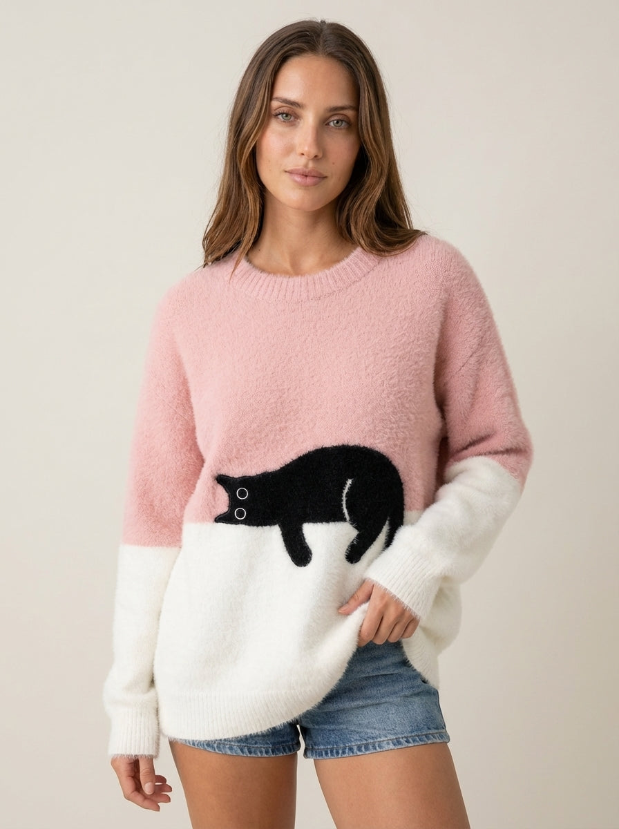 Luna - Sudadera para Mujer con Gráfico de Gato