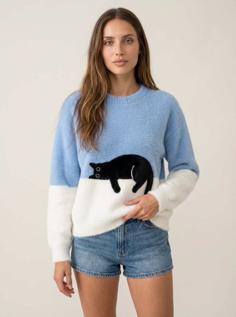 Luna - Sudadera para Mujer con Gráfico de Gato