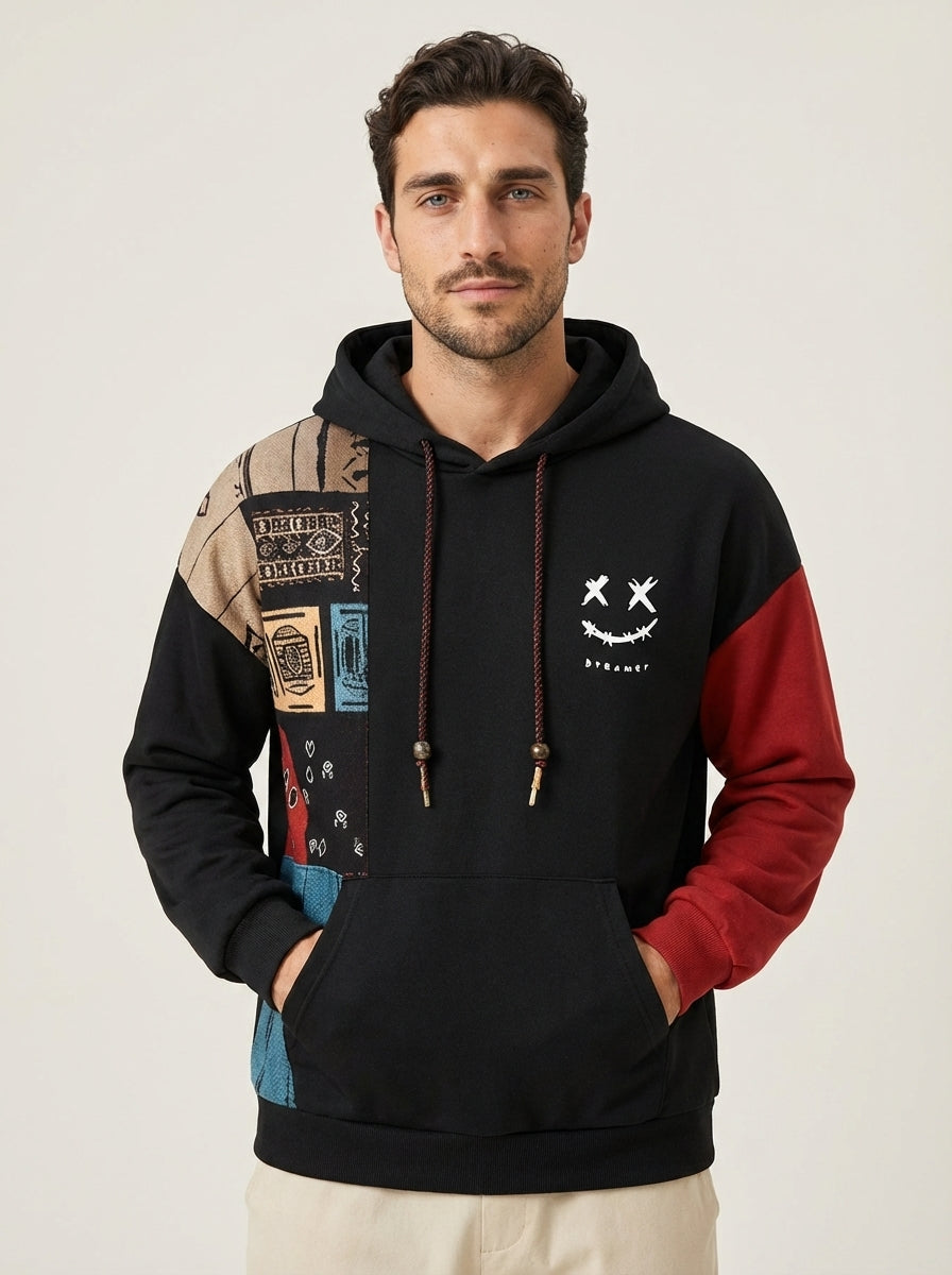 Axel - Sudadera Urbana Patchwork con Capucha