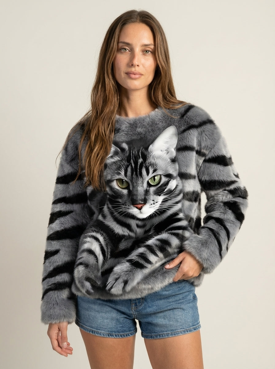 Isabel - Jersey Cálido con Estampado de Gato
