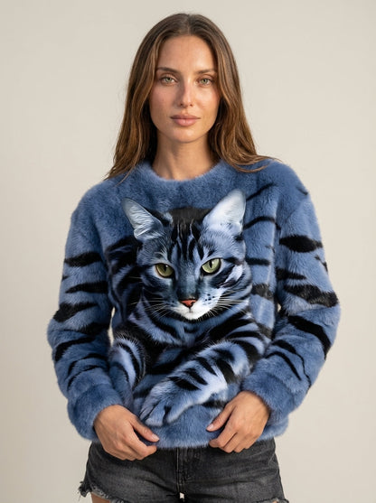Isabel - Jersey Cálido con Estampado de Gato
