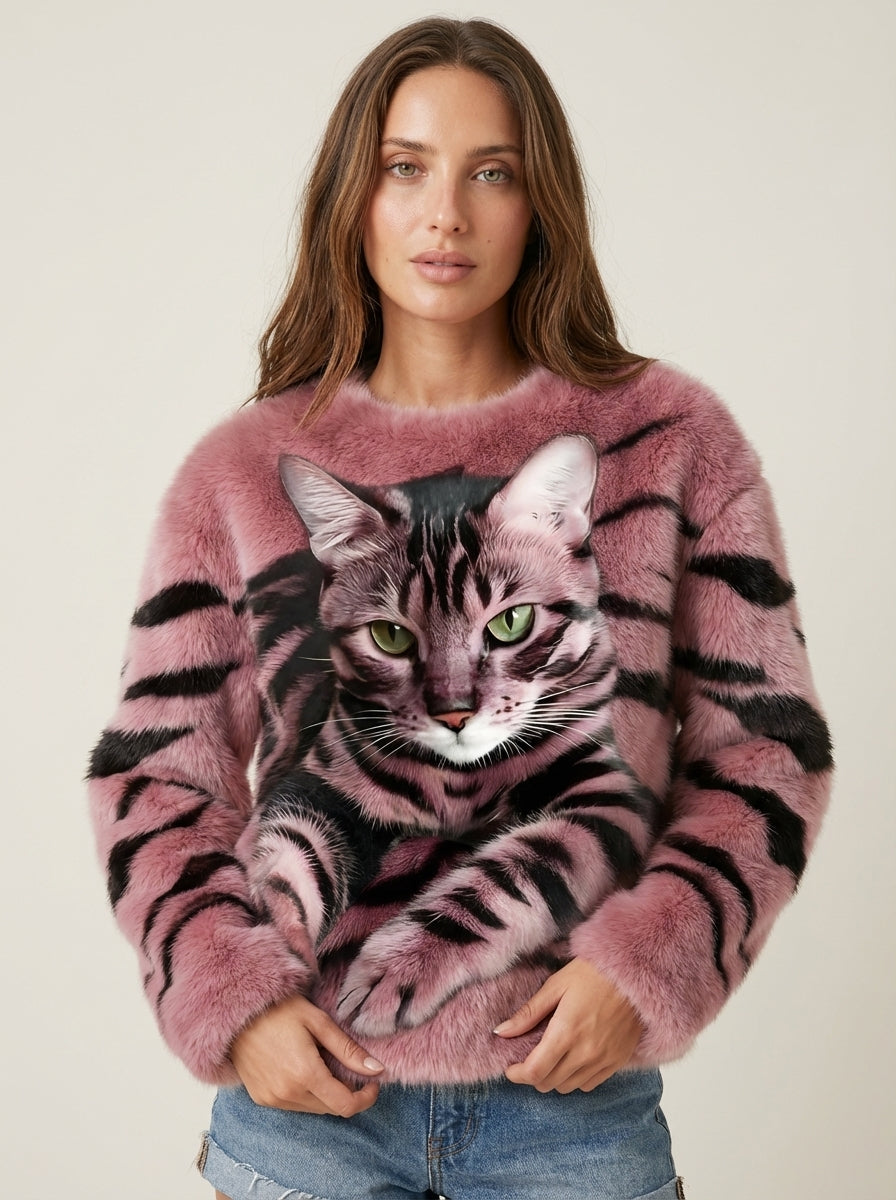 Isabel - Jersey Cálido con Estampado de Gato