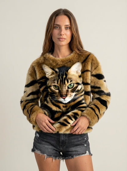 Isabel - Jersey Cálido con Estampado de Gato
