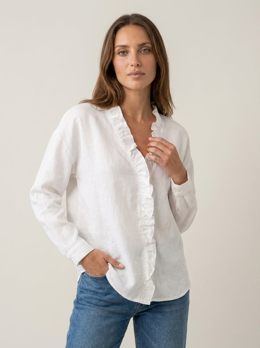 Indie - Blusa con Volantes y Cuello en V