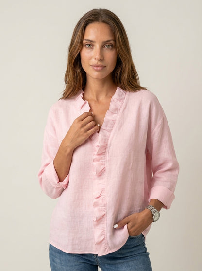 Indie - Blusa con Volantes y Cuello en V