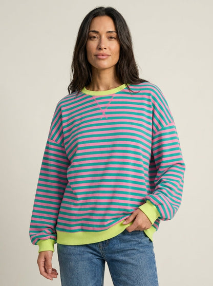 Isabella - Camiseta Manga Larga a Rayas con Cuello Redondo