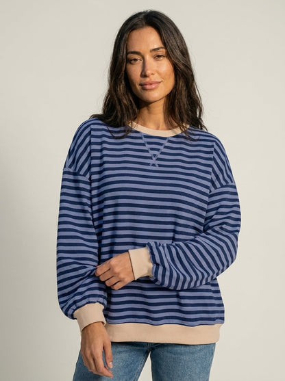 Isabella - Camiseta Manga Larga a Rayas con Cuello Redondo