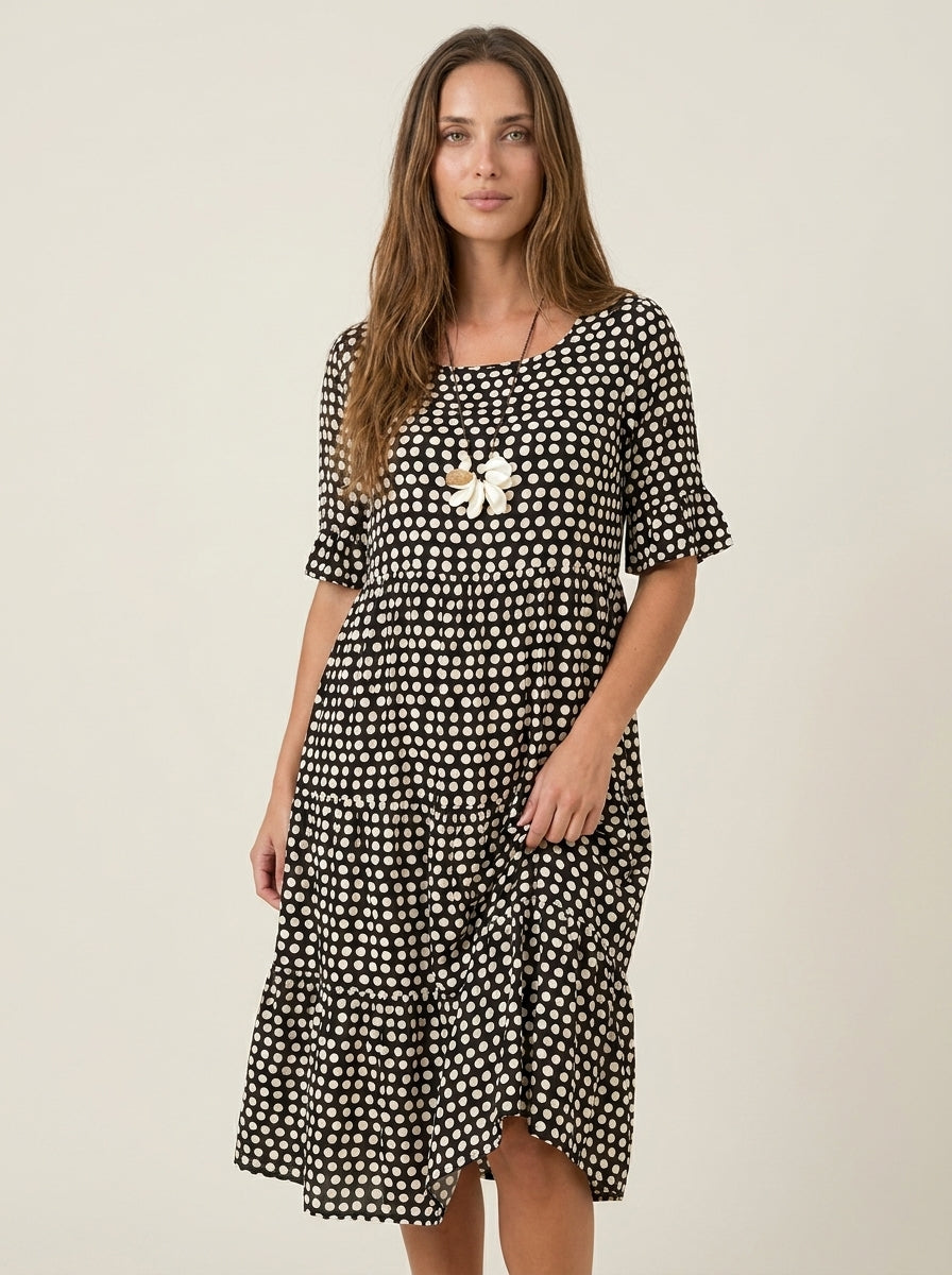 Zara - Vestido Midi de Manga Corta