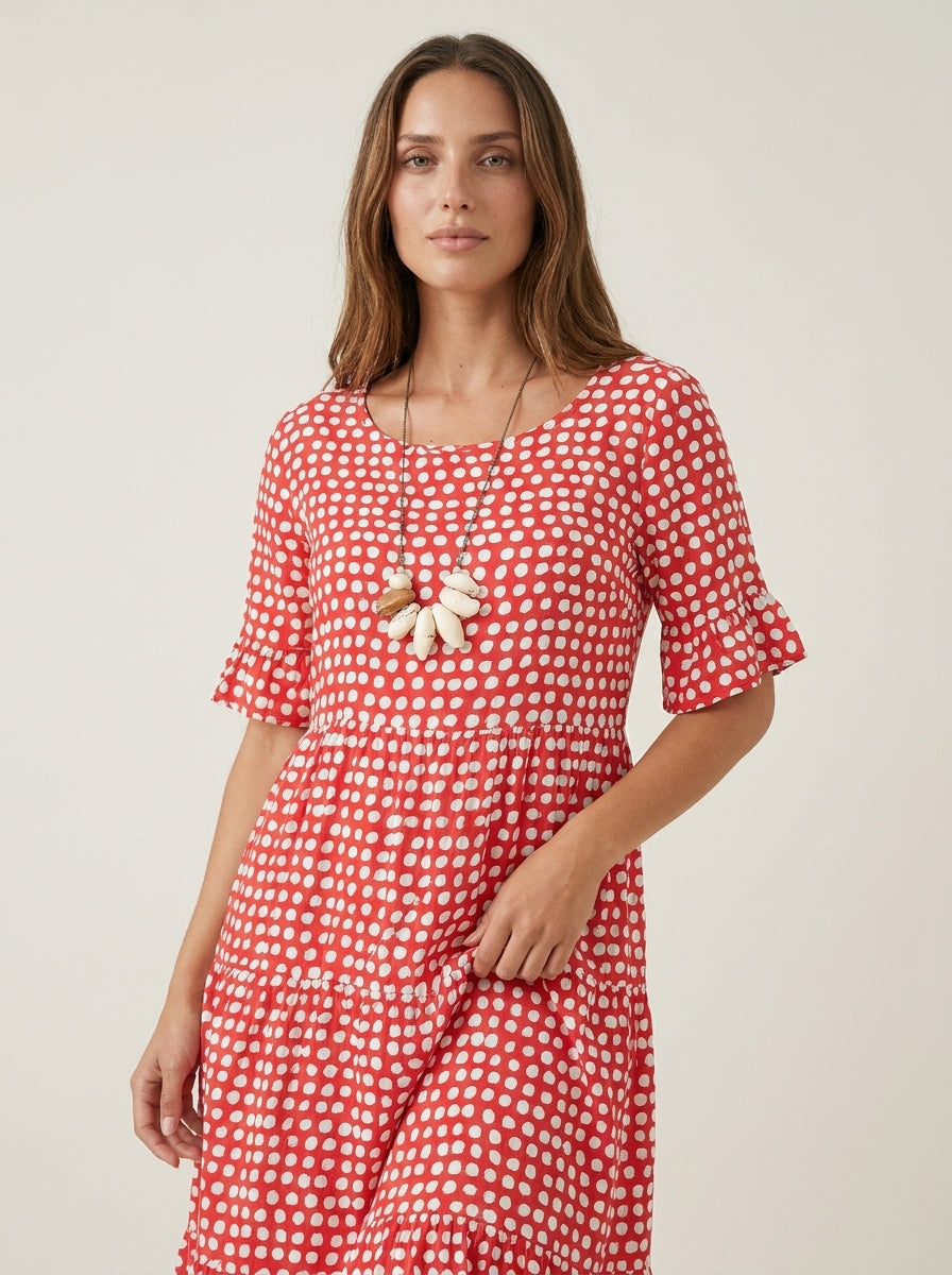 Zara - Vestido Midi de Manga Corta