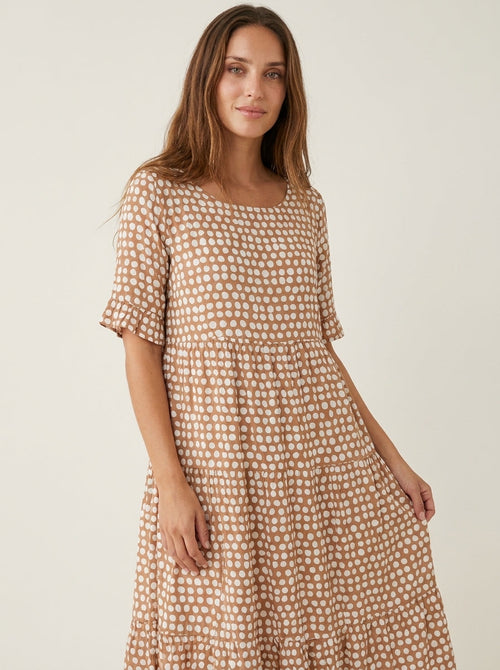 Zara - Vestido Midi de Manga Corta