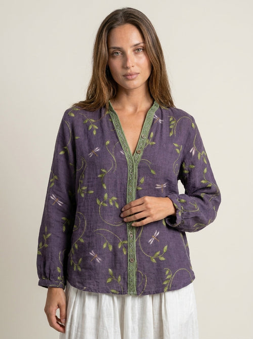 Brianna - Camisa Elegante Vintage con Estampado Floral