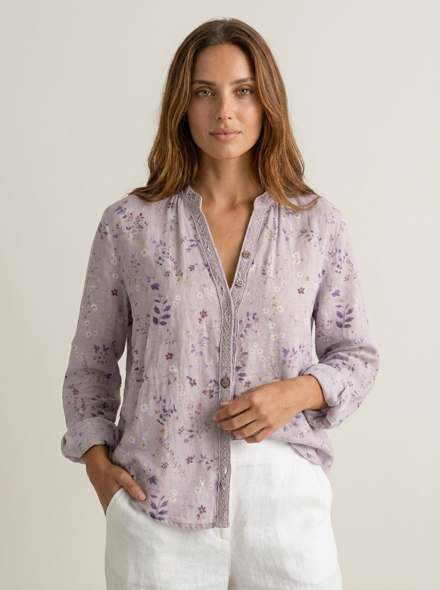 Brianna - Camisa Elegante Vintage con Estampado Floral