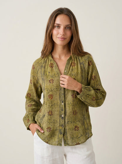 Brianna - Camisa Elegante Vintage con Estampado Floral