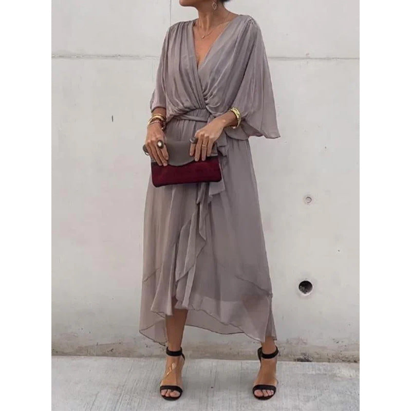 Elegant Bat Sleeve Long Dress