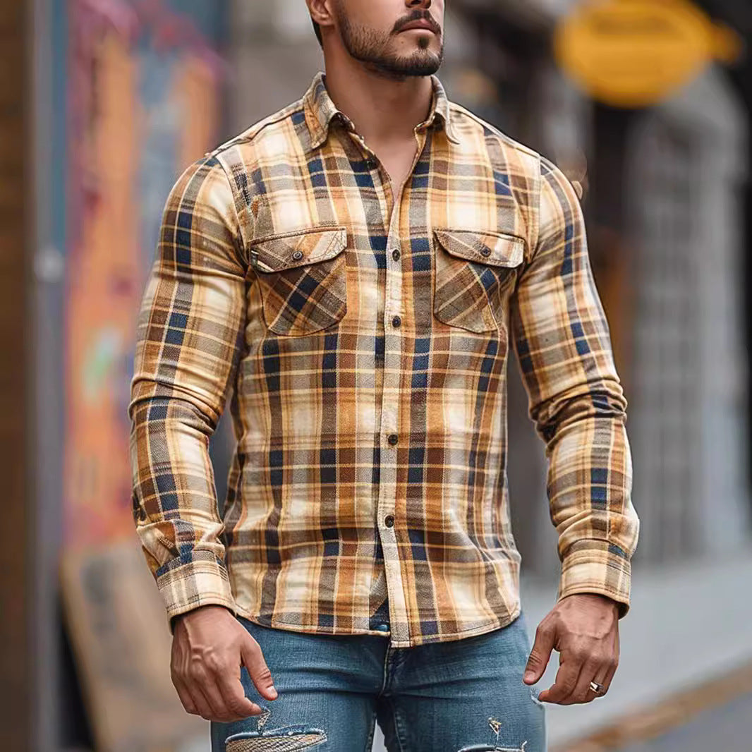Printed and fleece men's pocket shirt