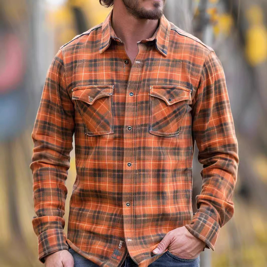 Printed and fleece men's pocket shirt