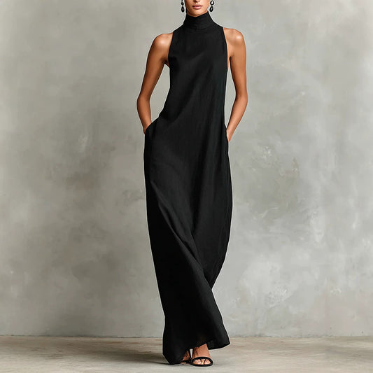 Vestido largo negro minimalista