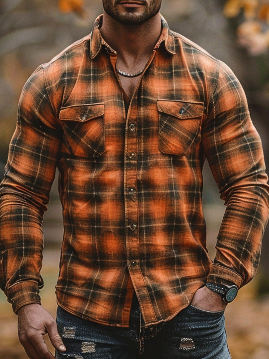 Printed and fleece men's pocket shirt