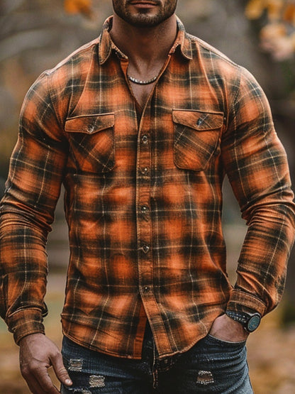 Printed and fleece men's pocket shirt