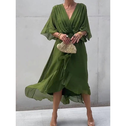 Elegant Bat Sleeve Long Dress