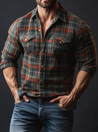 Printed and fleece men's pocket shirt
