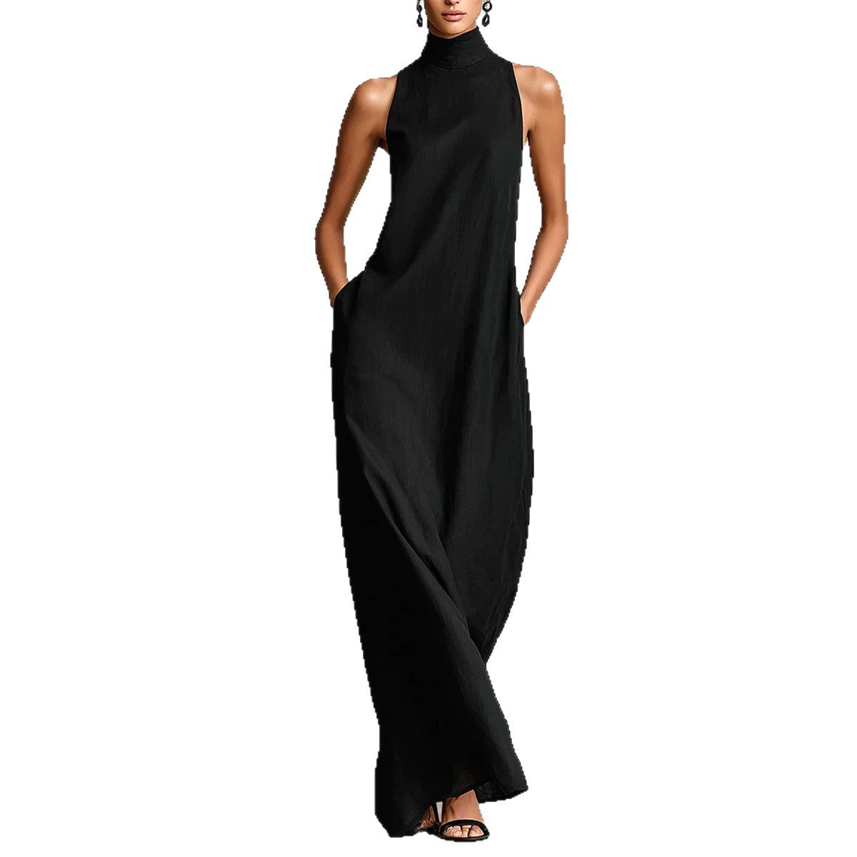 Vestido largo negro minimalista