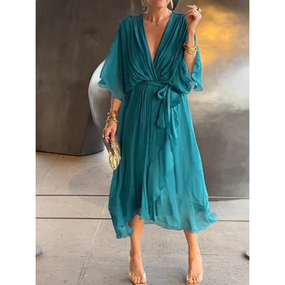 Elegant Bat Sleeve Long Dress