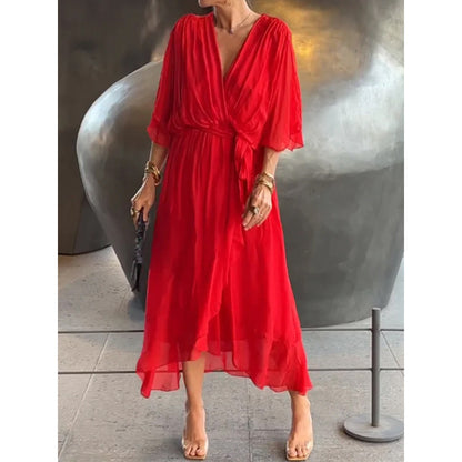 Elegant Bat Sleeve Long Dress