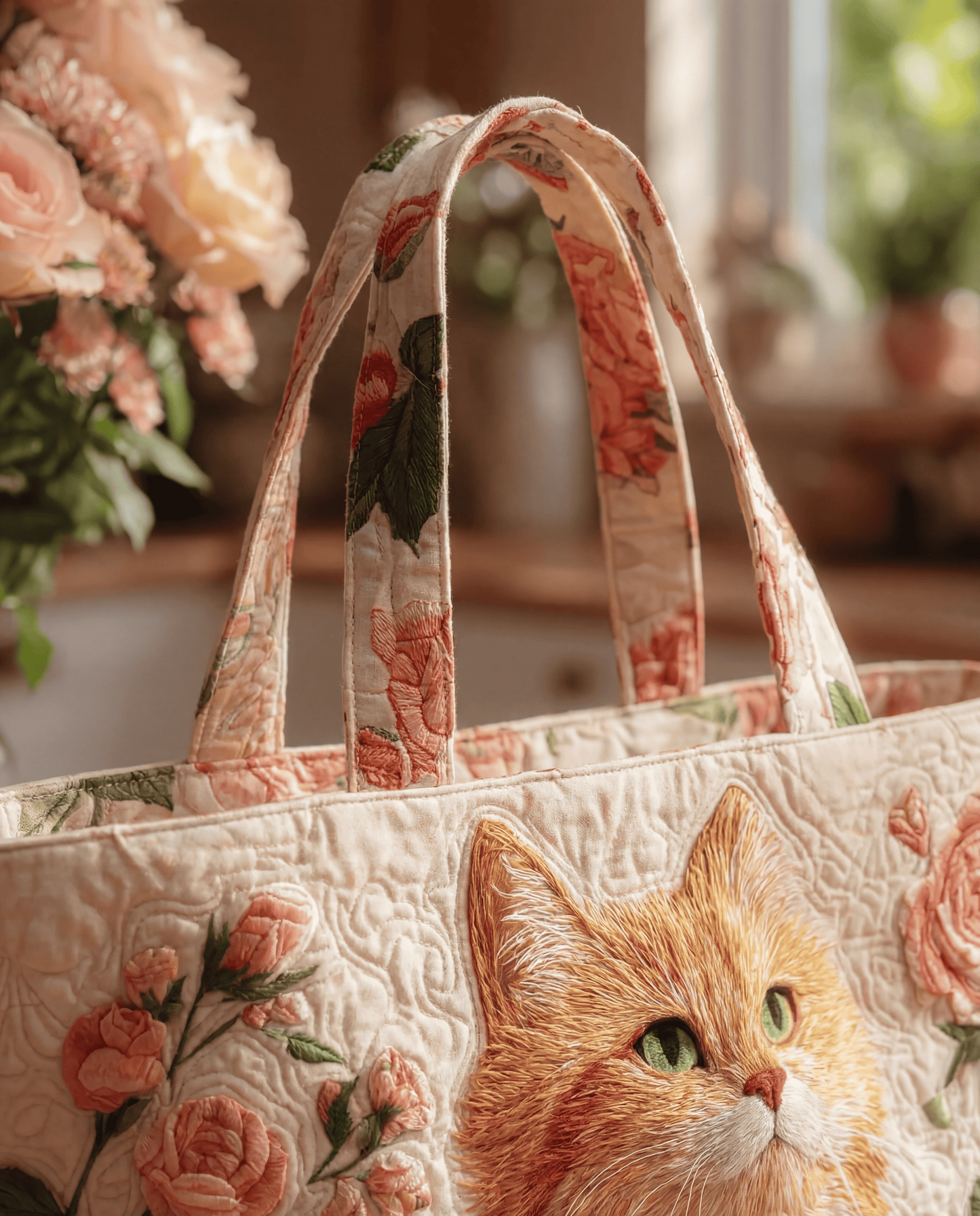 Bolso Artesanal “Gato con Rosas”