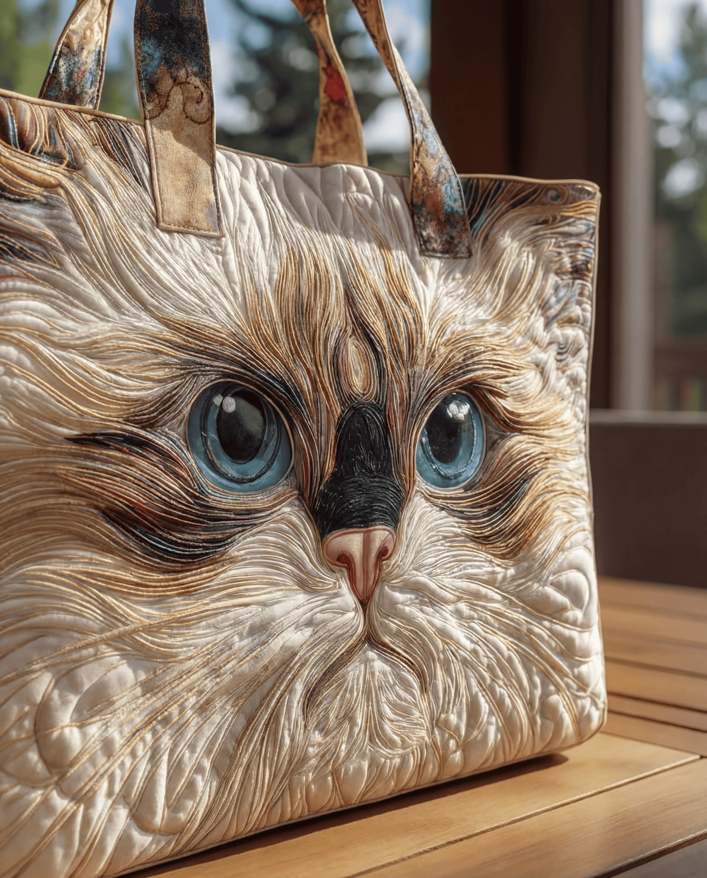 Bolso Artesanal “Gato Blanco de Ojos Azules”