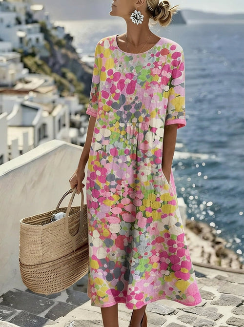 Elena - Vestido Midi Floral Suelto y Ligero