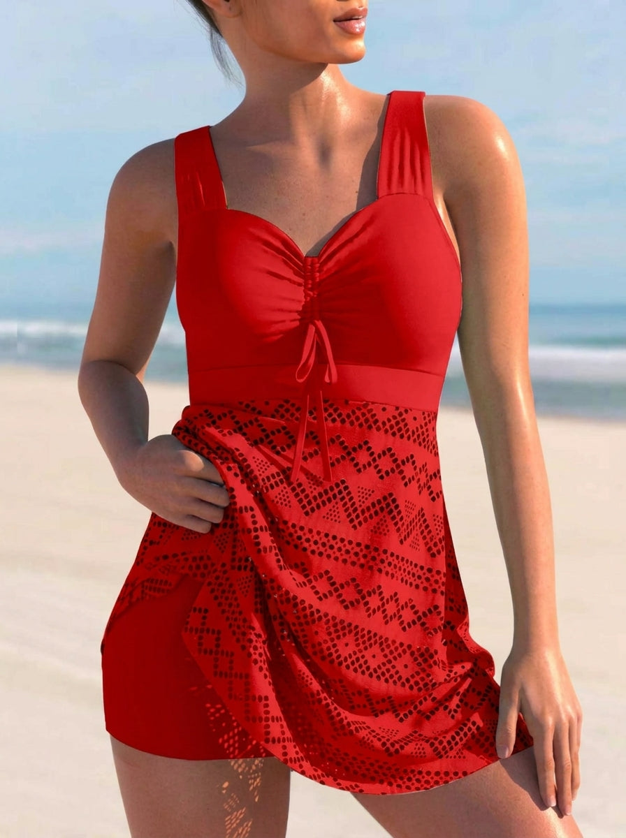 Elena - Bañador con Falda de Malla Estampada