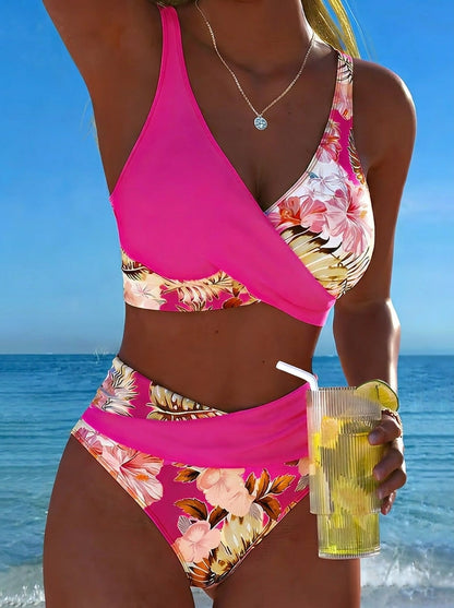 Lucía - Bikini Cruzado Floral con Braga Alta